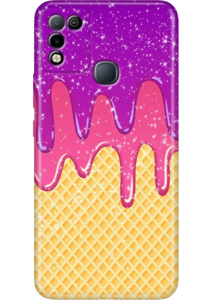 Infinix Hot 10 Play Kılıf Desenli Baskılı Esnek Silikon Kapak Krema