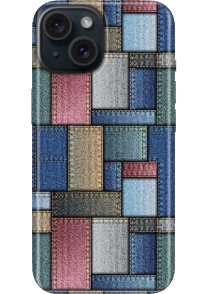 iPhone 15 Uyumlu Kılıf Desenli Kapak Renkli Tpu Uv Jean Pattern
