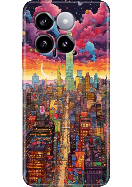 Xiaomi Mi 14 Kılıf Renkli Rubber Kapak Silikon Retro Newyork