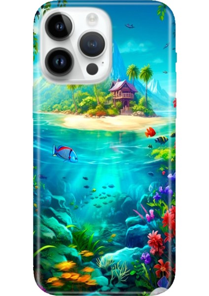 iPhone 16 Pro Max Kılıf Silikon Desenli Baskılı Cover Island