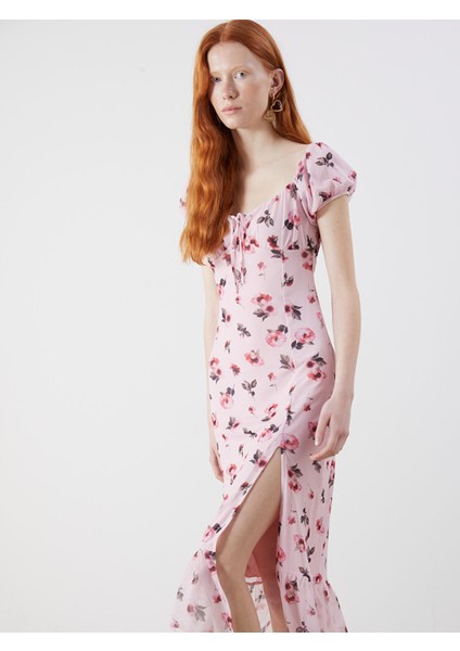 Yeni Sezon Bağlamalı Yaka Çiçekli Bodycon Elbise fiyatları