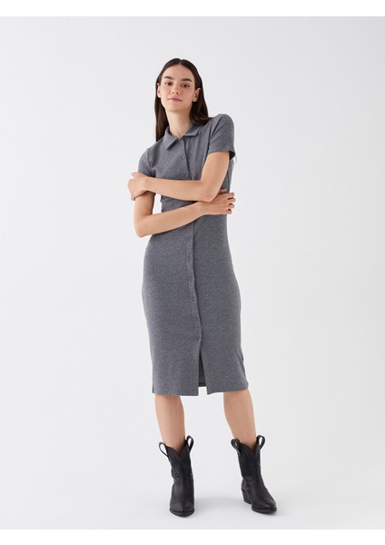 Yeni Sezon Gömlek Yaka Düz Kısa Kollu Kadın Bodycon Elbise modelleri