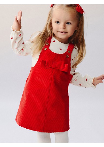 Yeni Sezon Fiyonk Detaylı Kadife Kız Bebek Salopet Elbise ve Tişört modelleri