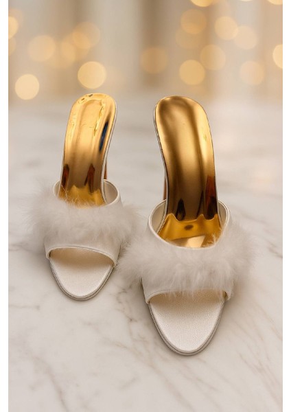 Premium Saten Tüylü Topuklu Terlik – Lüks Gece & Ev Şıklığı, Gelin Bohçası, Çeyizlik fiyatları