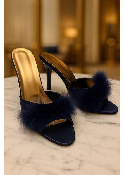 Premium Saten Tüylü Topuklu Terlik – Lüks Gece & Ev Şıklığı, Gelin Bohçası, Çeyizlik fiyatları