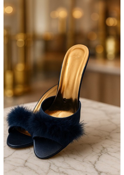 Premium Saten Tüylü Topuklu Terlik – Lüks Gece & Ev Şıklığı, Gelin Bohçası, Çeyizlik modelleri