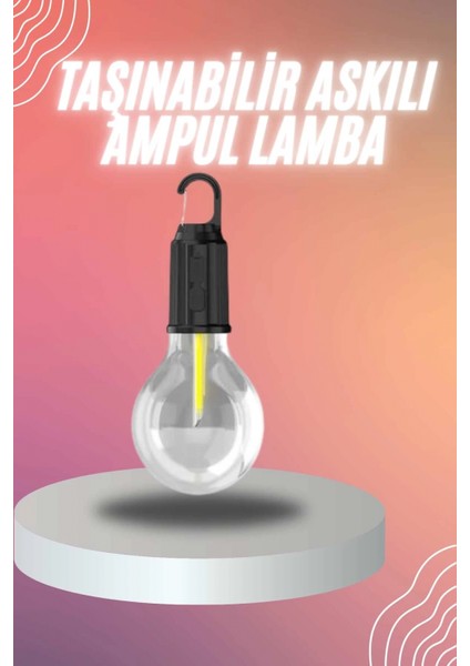 Şarjlı Dekoratif Kamp Lambası Askılı Ampul LED Işık Type-C Girişli