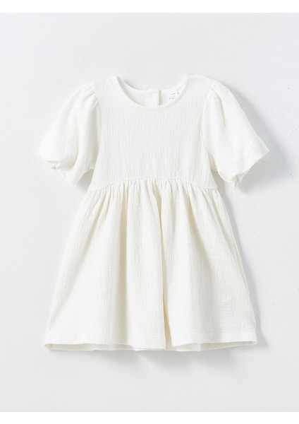 Yeni Sezon Bisiklet Yaka Kısa Kollu Basic Kız Bebek Elbise