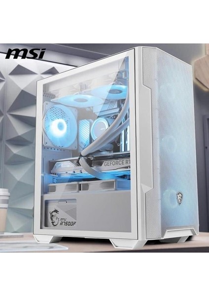 Msı Mag Force M100R White Edition Rgb Pro Gamer - Amd Ryzen 5 7500F - Amd Radeon Rx 9060 Xt - 16GB Ddr5 Ram -1tb M.2 Nvme SSD