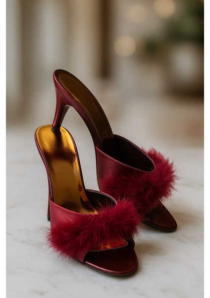 Premium Saten Tüylü Topuklu Terlik – Lüks Gece & Ev Şıklığı, Gelin Bohçası, Çeyizlik fiyatları