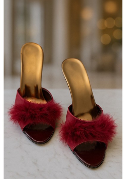 Premium Saten Tüylü Topuklu Terlik – Lüks Gece & Ev Şıklığı, Gelin Bohçası, Çeyizlik fırsatları