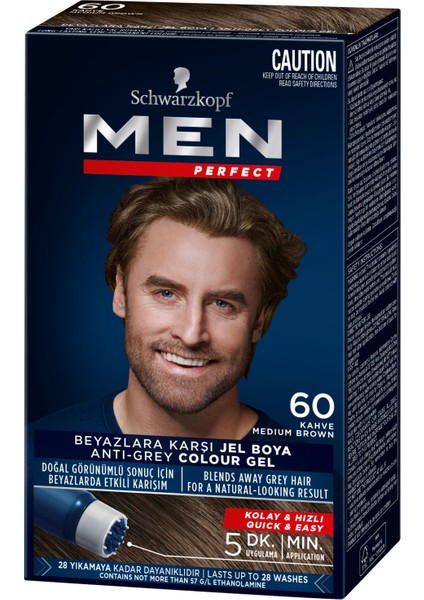 Men Perfect Saç Boyası No: 60 Kahve - Dezenfektan Hediyeli (%72 Alkol)