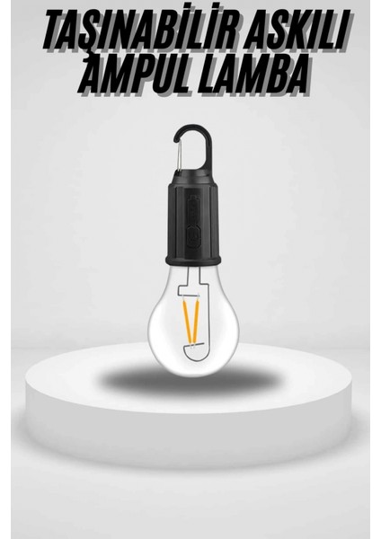 Taşınabilir Askılı Ampul Kamp Lambası Askılı Type-C Şarjlı Bahçe Lambası