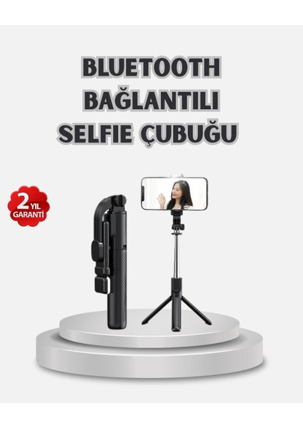 Kablosuz Bluetooth Selfie Çubuğu – 360° Dönebilir Başlık, Taşınabilir ve Şık Tasarım