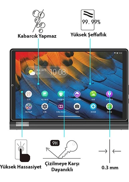Lenovo Yoga Tab 5 10.1 Tempered Kırılmaz Cam Ekran KORUYUCU-(5775) - MCT5240-5113 fiyatları