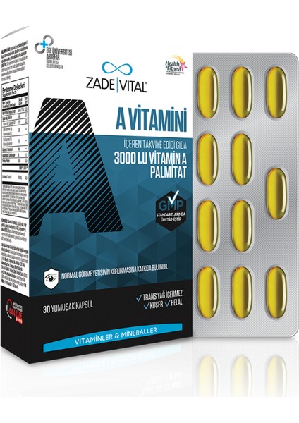 A Vitamini 30 Yumuşak Kapsül - Dezenfektan Hediyeli (%72 Alkol)