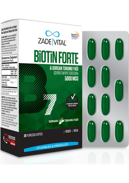 Biotin Forte 30 Yumuşak Kapsül - Dezenfektan Hediyeli (%72 Alkol)