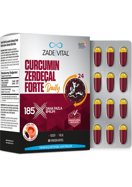 Curcumin Zerdeçal Forte Daily 60 Yumuşak Kapsül - Dezenfektan Hediyeli (%72 Alkol)