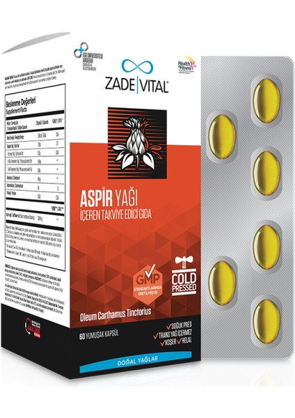Aspir Yağı 60 Yumuşak Kapsül - Dezenfektan Hediyeli (%72 Alkol)