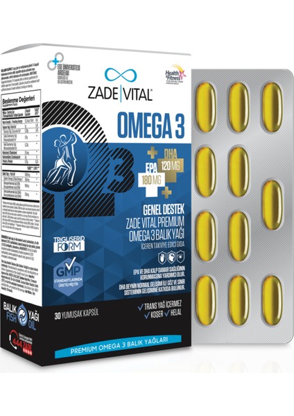 Premium Omega 3 Balık Yağı Genel Destek 45 Kapsül - Dezenfektan Hediyeli (%72 Alkol)