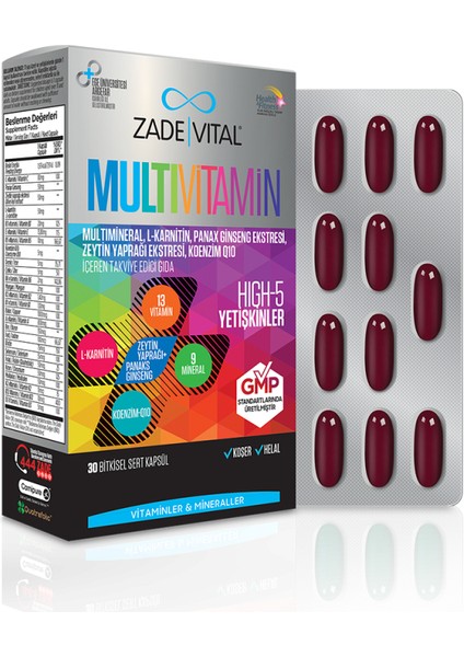 Multivitamin Takviye Edici Gıda 30 Bitkisel Kapsül - Dezenfektan Hediyeli (%72 Alkol)