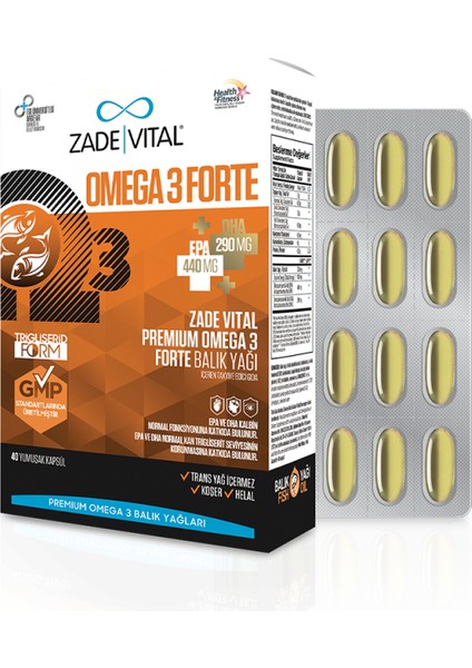 Omega 3 Forte Balık Yağı 40 Yumuşak Kapsül - Dezenfektan Hediyeli (%72 Alkol)