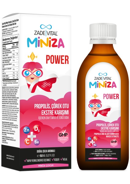 Miniza Power Sıvı Takviye Edici Gıda 150 ml - Dezenfektan Hediyeli (%72 Alkol)