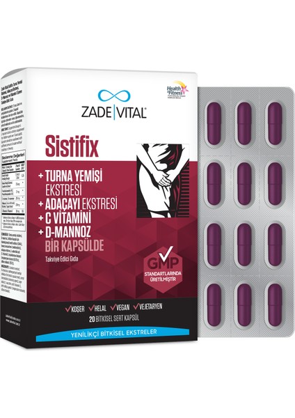 Sistifix Takviye Edici Gıda 20 Kapsül - Dezenfektan Hediyeli (%72 Alkol)