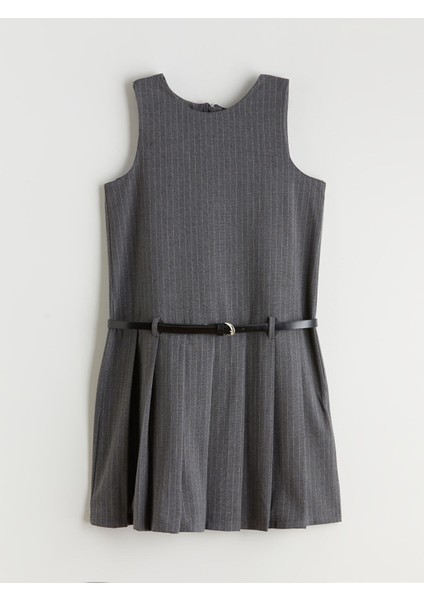 Yeni Sezon Bisiklet Yaka Çizgili Kız Çocuk Elbise