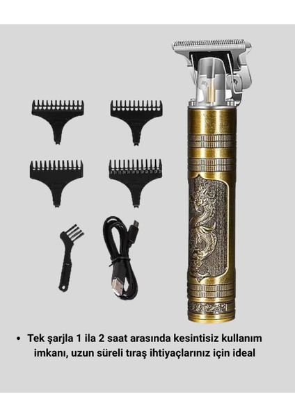 Profesyonel Çizik Tıraş Makinesi – T Çelik Bıçaklı, 120 Dakika Şarjlı Kullanım, 3 Başlıklı fırsatları