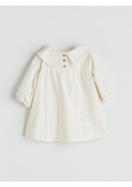 Yeni Sezon Bebe Yaka Çiçekli Kız Bebek Elbise modelleri