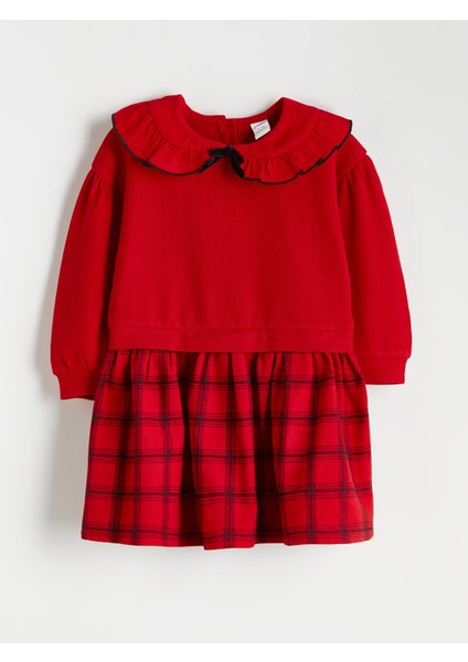 Yeni Sezon Ekose Desenli Kız Çocuk Elbise