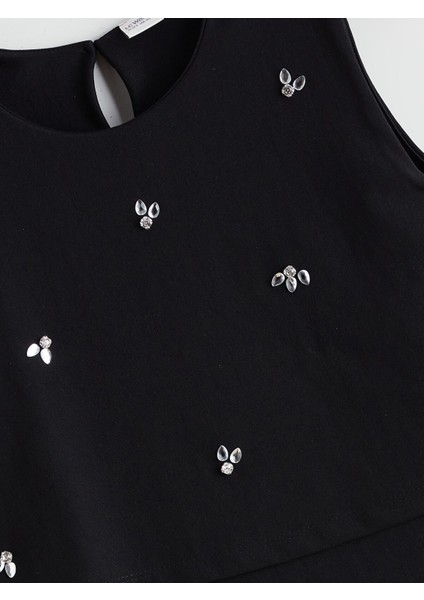 Yeni Sezon Bisiklet Yaka Taşlı Kız Çocuk Elbise fırsatları