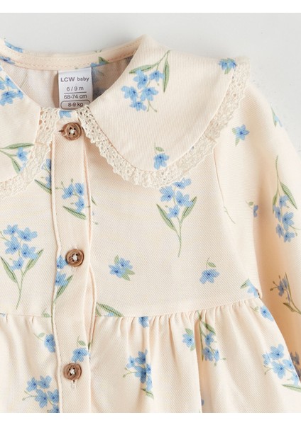 Yeni Sezon Bebe Yaka Fırfırlı Baskılı Kız Bebek Elbise fiyatları