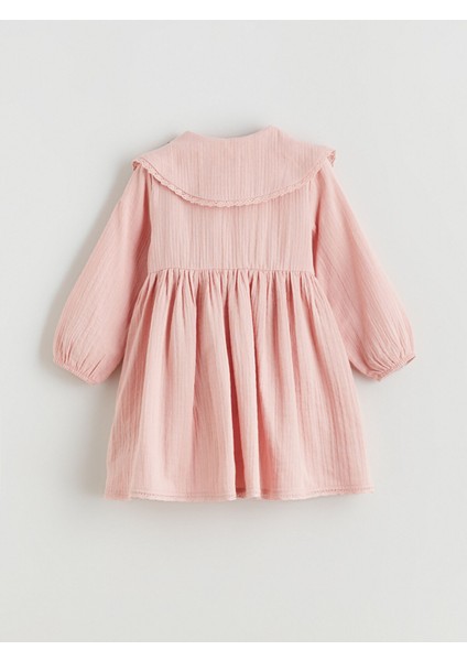 Yeni Sezon Bebe Yaka Çiçekli Kız Çocuk Müslin Elbise modelleri