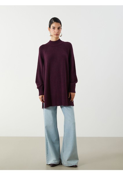 Yeni Sezon Dik Yaka Oversize Kadın Triko Tunik fırsatları