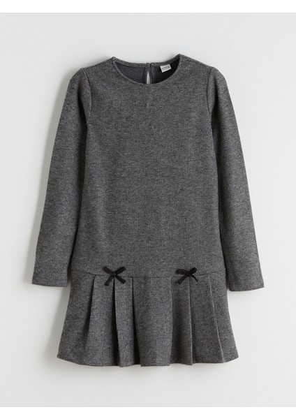Yeni Sezon Bisiklet Yaka Pileli Kız Çocuk Elbise