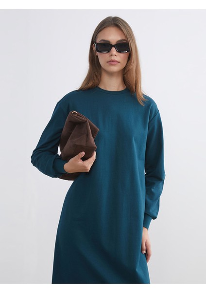 Yeni Sezon Bisiklet Yaka Sweatshirt Elbise