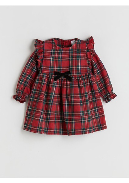 Yeni Sezon Bisiklet Yaka Ekose Kız Bebek Elbise modelleri