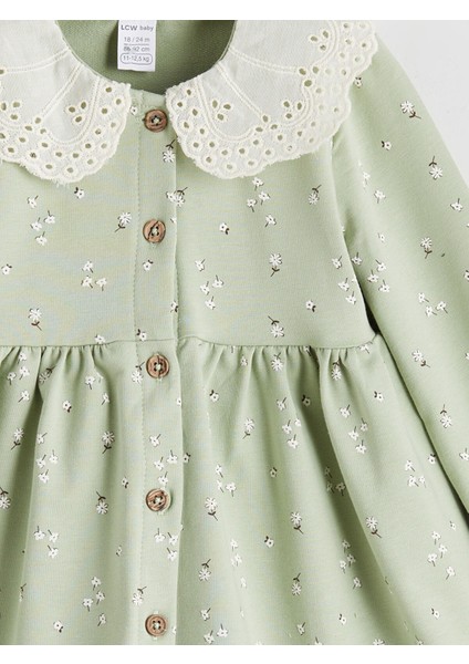 Yeni Sezon Bebe Yaka Çiçekli Kız Bebek Elbise modelleri