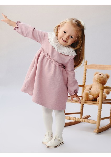 Yeni Sezon Bebe Yaka Kız Bebek Elbise ve Külotlu Çorap