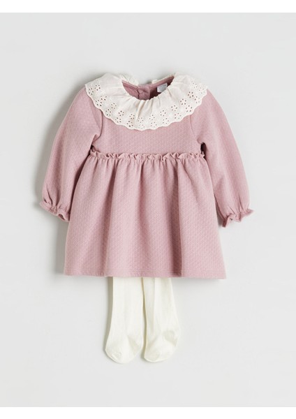 Yeni Sezon Bebe Yaka Kız Bebek Elbise ve Külotlu Çorap fiyatları