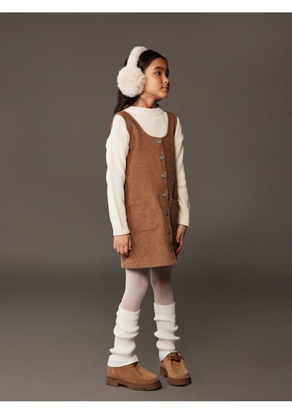 Yeni Sezon U Yaka Kadife Kız Çocuk Elbise modelleri