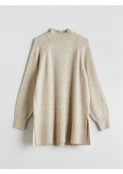 Yeni Sezon Dik Yaka Oversize Kadın Triko Tunik indirimleri