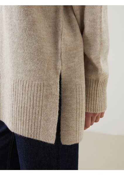 Yeni Sezon Dik Yaka Oversize Kadın Triko Tunik modelleri