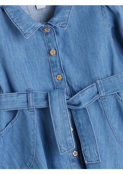 Yeni Sezon Gömlek Yaka Kız Çocuk Jean Elbise fırsatları