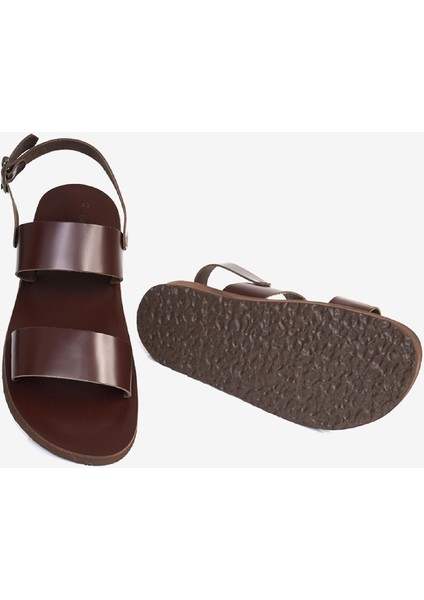 Erkek Kahverengi Hakiki Deri Sandalet 3Y1CS62622