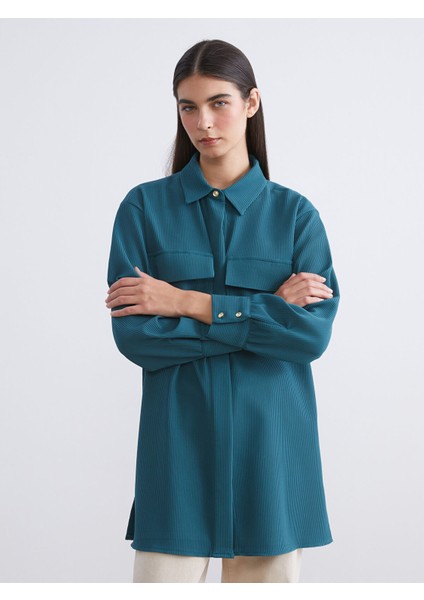 Yeni Sezon Oversize Kadife Kadın Gömlek Tunik