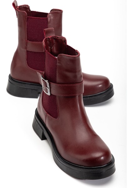 02-2004 Bordo Luna Toka Aksesuarlı Lastikli Günlük Kadın Bot fırsatları