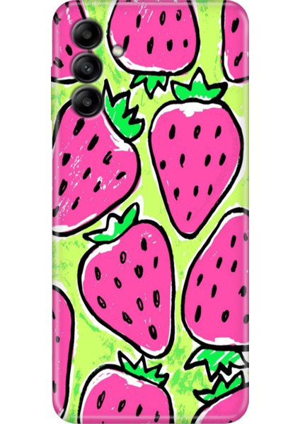 Samsung Galaxy M14 Uyumlu Kapak Kılıf Tasarım Esnek Silikon Çilek